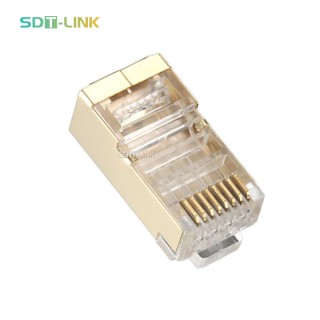 CAT6 RJ45 Connector Internal Shielded 8P8C Golden Shell 100 pcs/pack